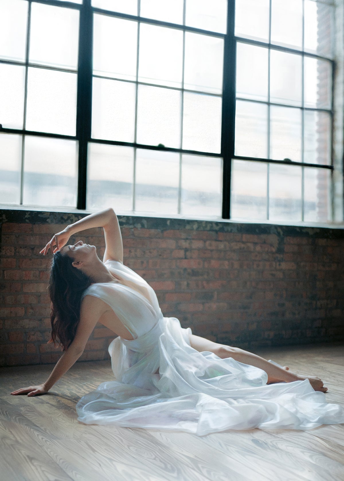 Woman posing on floor
